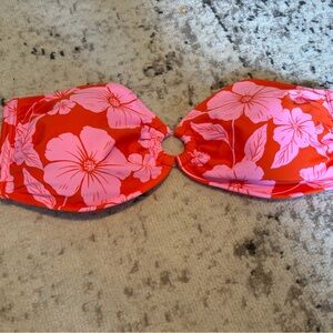 wild fable Bright Red Floral Bandeau Bikini Top
